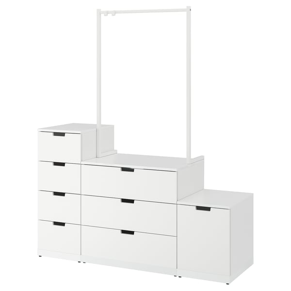 NORDLI witte ladekast, verschillende ladematen, modern minimalistisch design, wandmontage.