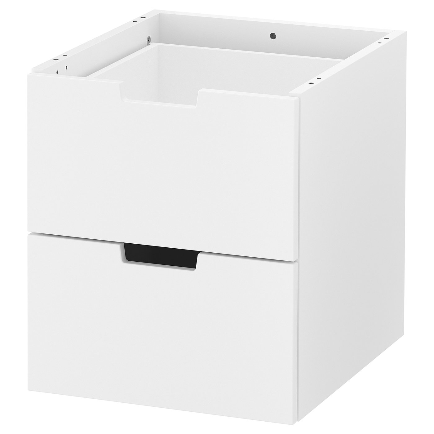 NORDLI witte ladekast, strak modern design met 2 lades, gladde oppervlakken en geïntegreerd veiligheidsbeslag.