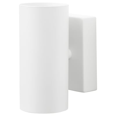 NYMÅNE lamp, wit, cilindrische kap, stalen voetstuk, minimalistisch design.