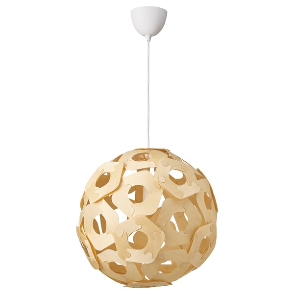ÖDLEBLAD / SUNNEBY Hanglamp, berkenfineer/wit, 48 cm