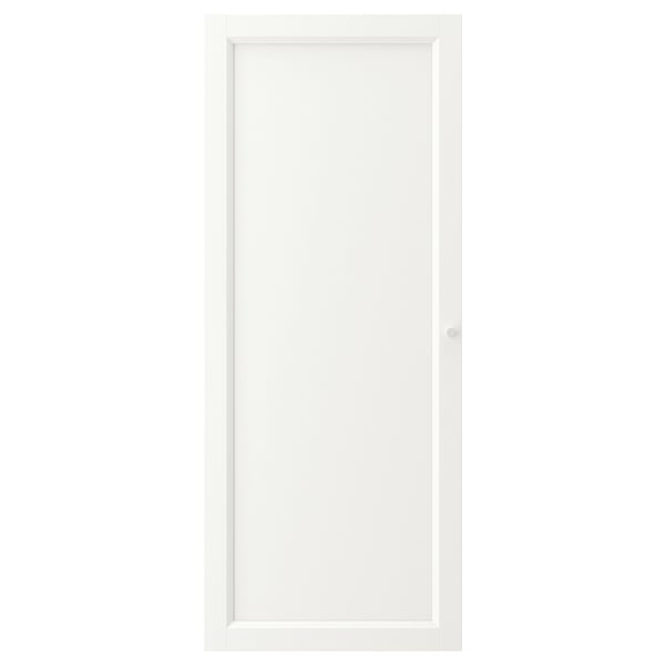Een witte OXBERG deur, eenvoudig van ontwerp, met een glad rechthoekig paneel en effen randen.