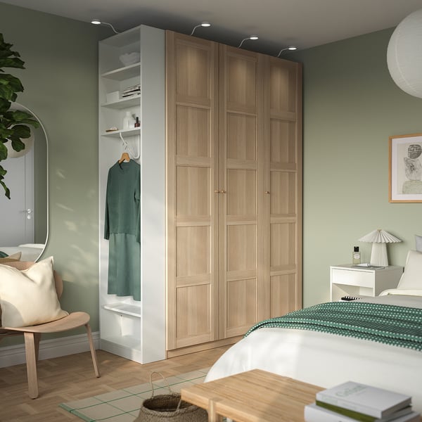 PAX / BERGSBO Kledingkastcombinatie, wit gelazuurd eikeneffect wit gelazuurd eikeneffect/wit, 170x60x236 cm