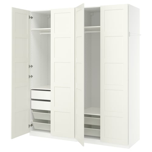 PAX / BERGSBO Kledingkastcombinatie, wit/wit, 200x60x236 cm