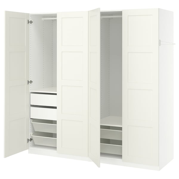 PAX / BERGSBO Kledingkastcombinatie, wit/wit, 200x60x201 cm