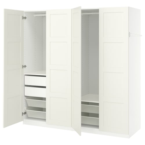 PAX / BERGSBO Kledingkastcombinatie, wit/wit, 200x60x201 cm