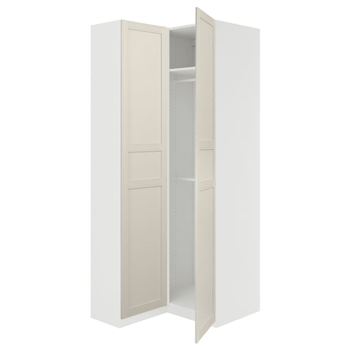 PAX / FLISBERGET Hoekkledingkast, wit/ecru, 111/88x236 cm