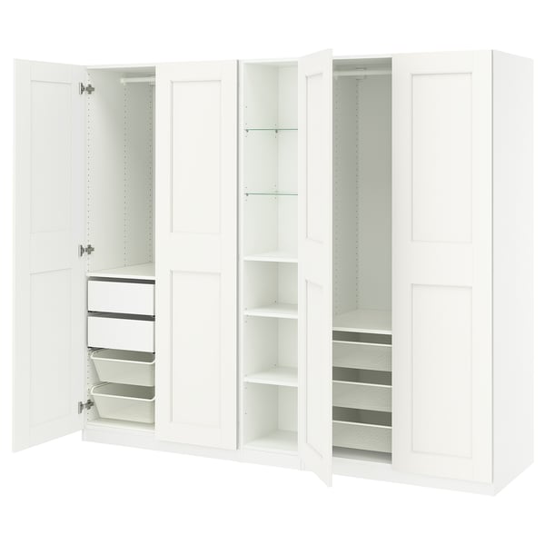 PAX / GRIMO Kledingkastcombinatie, wit wit/wit, 235x60x201 cm
