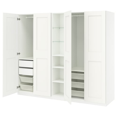 PAX / GRIMO Kledingkastcombinatie, wit wit/wit, 235x60x201 cm