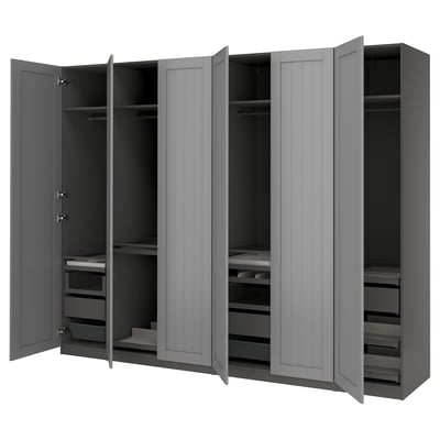 PAX / GULLABERG Kledingkastcombinatie, donkergrijs/grijs, 300x60x236 cm