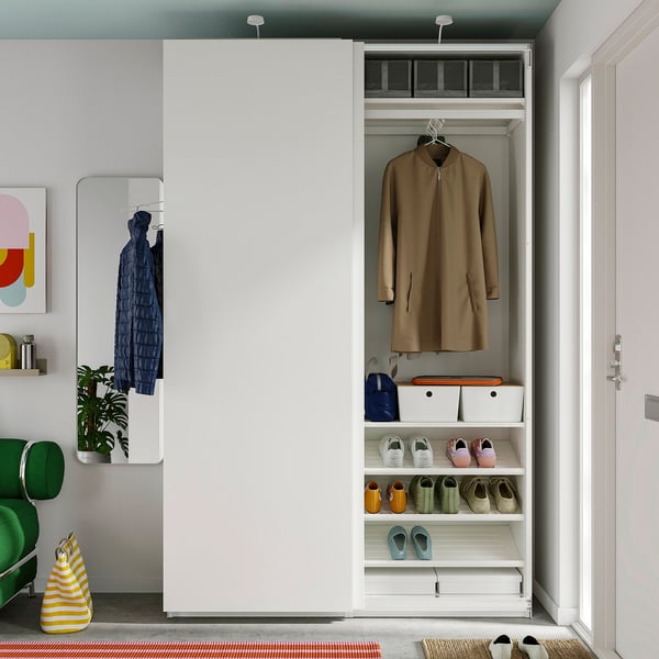PAX / HASVIK Schuifdeurkast, wit/wit, 150x43x236 cm