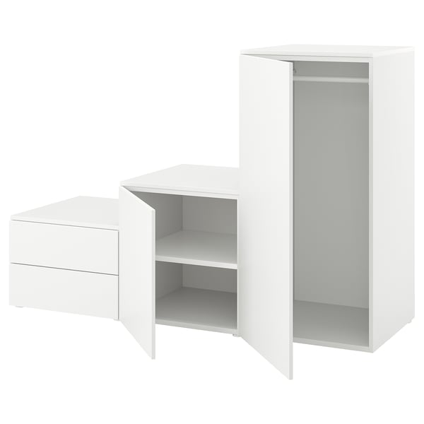 PLATSA Kledingkast met 2 deuren+2 lades, wit/Fonnes wit, 180x57x123 cm