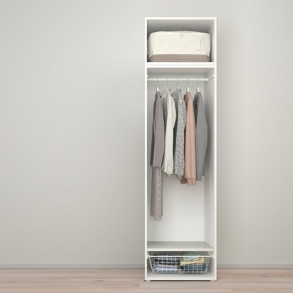 PLATSA Kledingkast met 2 deuren, wit/Kalbåden levendige dennen, 60x57x221 cm
