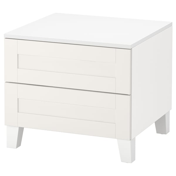 Witte PLATSA opbergkubus met strakke poten. Modern, minimalistisch design voor veelzijdige ruimtes.