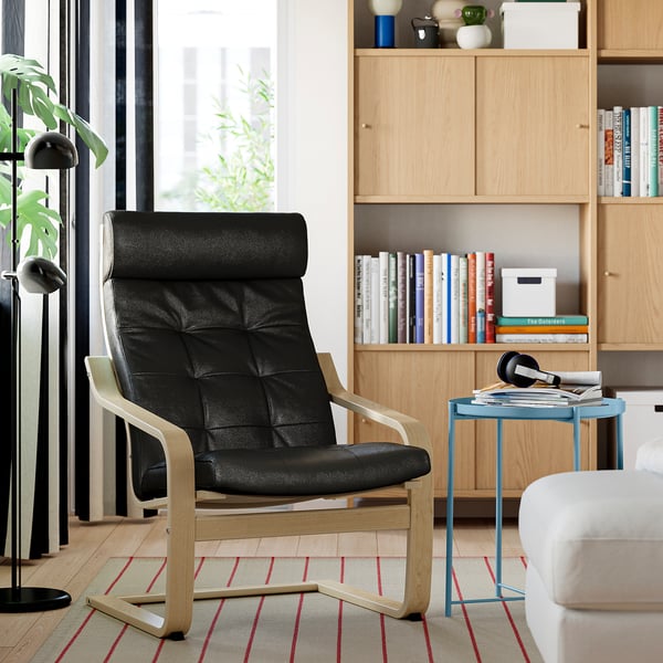 POÄNG Fauteuil, berkenfineer/Grann zwart