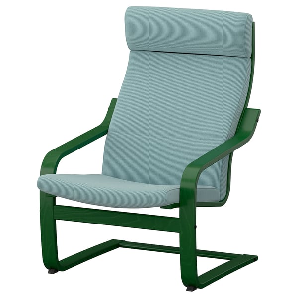 POÄNG Fauteuil, donkergroen/Kelinge grijsblauw