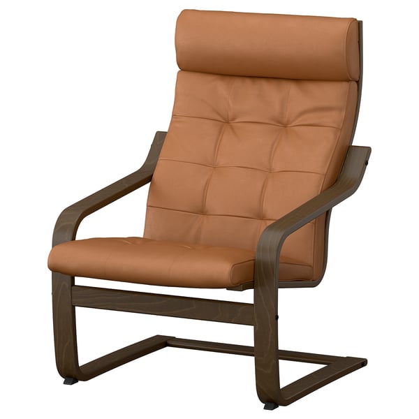POÄNG Fauteuil, walnootpatroon/Grann goudbruin