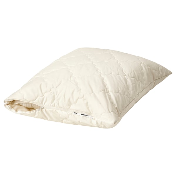 IKEA RÅDHUSVIN ivoren kussenbeschermer: ongeverfd katoen en wol, gequilt, vlekken en temperatuurregulering.