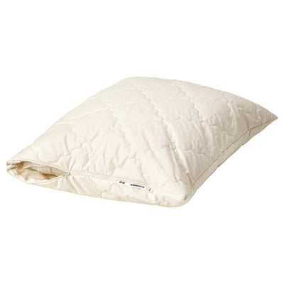 IKEA RÅDHUSVIN ivoren kussenbeschermer: ongeverfd katoen en wol, gequilt, vlekken en temperatuurregulering.