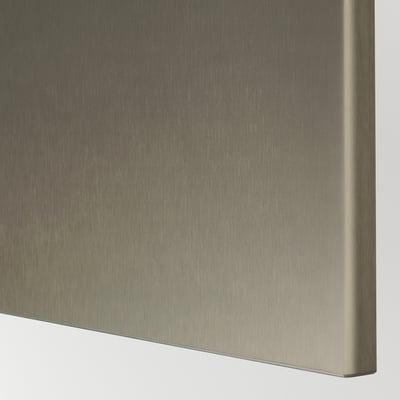 Close-up van metallic goudkleurige kastdeur met strakke, moderne afwerking.