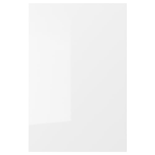 Een strakke, witte, hoogglans RINGHULT keukenkastdeur met vierkante randen en een modern design.