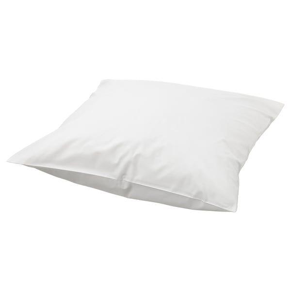 Een witte, vierkante RÖNNVECKMAL kussensloop van perkal katoen, voorzien van een envelopsluiting.