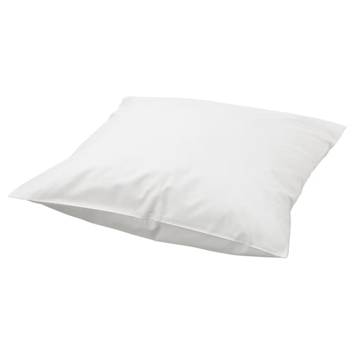 Een witte, vierkante RÖNNVECKMAL kussensloop van perkal katoen, voorzien van een envelopsluiting.