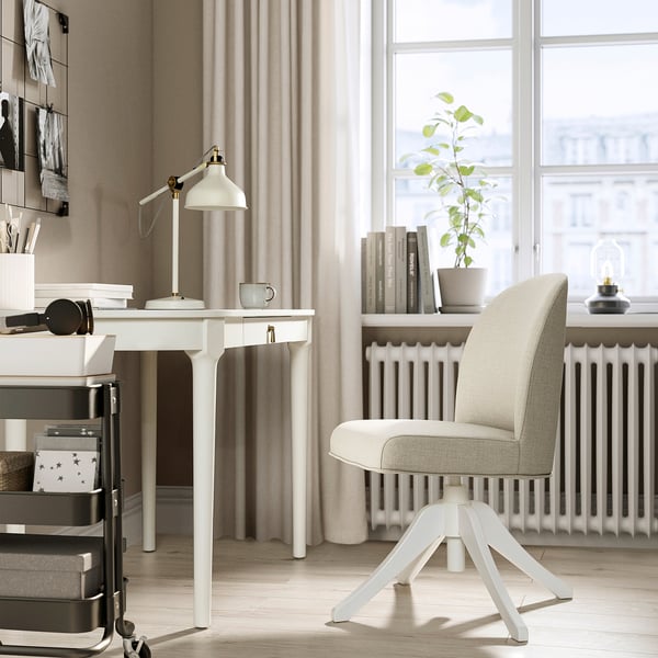 ROSENTORP Bureau en stoel, wit/beige