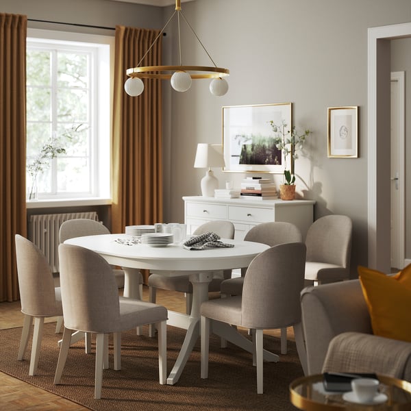 ROSENTORP Uitschuifbare tafel, wit, 160/215x110 cm