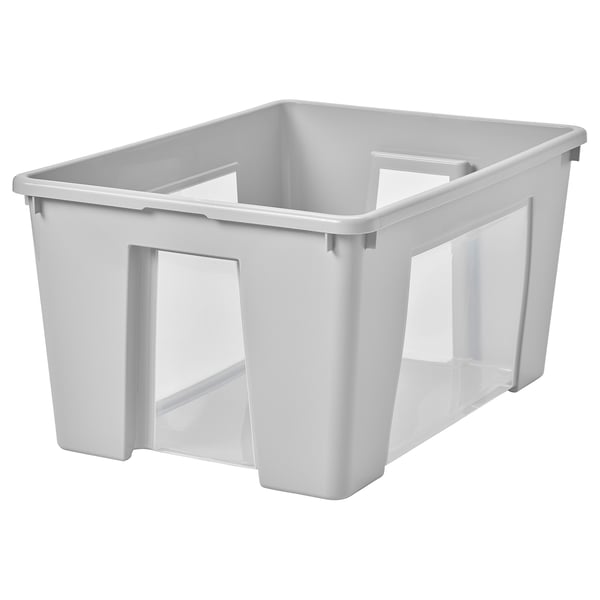 SAMLA Bak, transparant/lichtgrijs, 56x39x28 cm/45 l