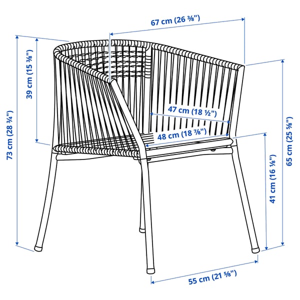 Illustratie met afmetingen voor het product: SEGERÖN.