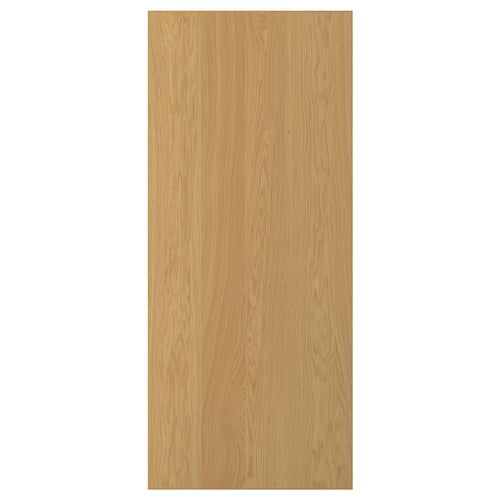 Een SINARP lichtbruine houten deur. Het is gemaakt van eikenfineer met een massief eiken rand, met een strak rechthoekig ontwerp.