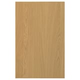 Een SINARP houten deur in een licht eiken afwerking, met een eenvoudig rechthoekig ontwerp met een massief houten rand.
