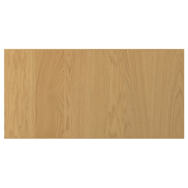 Een eiken SINARP houten paneel met een massief houten rand, met een natuurlijke afwerking en rechthoekige vorm.