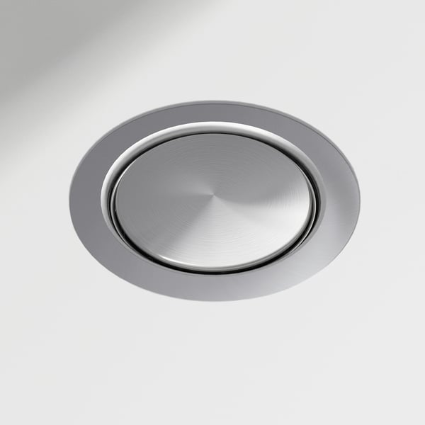 Roestvrijstalen afvoerdeksel voor spoelbak, glad, rond, hoogwaardig, geïntegreerd ontwerp.