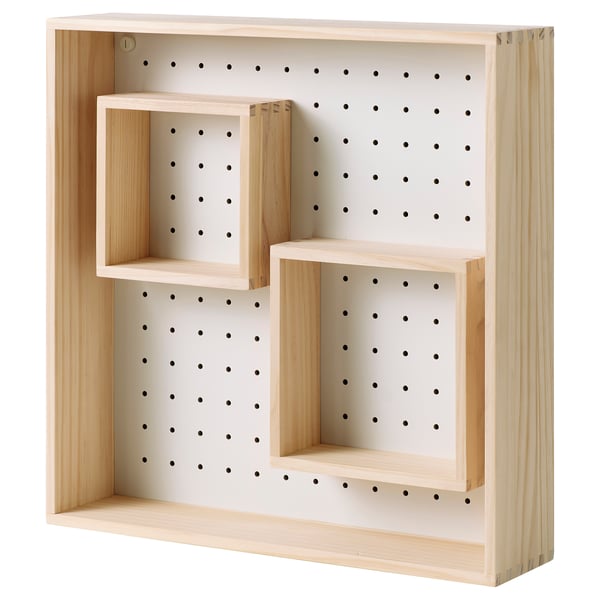 SKOGSMOSAIK Display-plank, grenen/wit, 45x45 cm