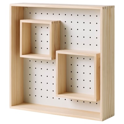 SKOGSMOSAIK Display-plank, grenen/wit, 45x45 cm