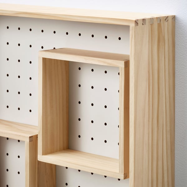 SKOGSMOSAIK Display-plank, grenen/wit, 45x45 cm
