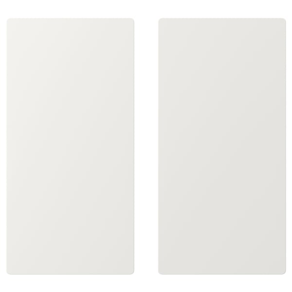 Twee witte rechthoekige panelen naast elkaar, minimalistisch design, gladde randen.
