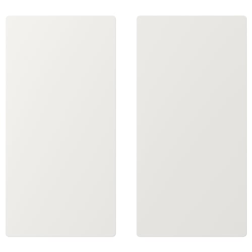 Twee witte rechthoekige panelen naast elkaar, minimalistisch design, gladde randen.