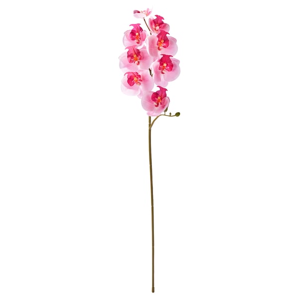 SMYCKA kunstmatige roze orchidee. Gemaakt van gerecycled plastic, hoog met meerdere bloemen.