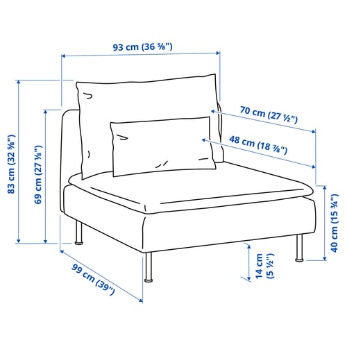 Illustratie met afmetingen voor het product: SÖDERHAMN.