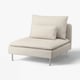 Een beige SÖDERHAMN-stoel met een minimalistisch ontwerp, ondersteund door metalen poten. De stoel heeft een zachte, gevoerde zitting en rugleuning voor comfort.