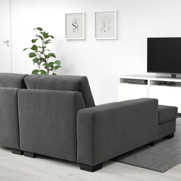 Moderne grijze SÖRVALLEN bank met chaise longue in minimalistische woonkamer