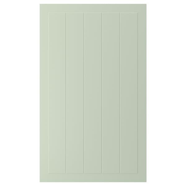 Een groene STENSUND kastdeur met verticale groeven en een gladde afwerking.