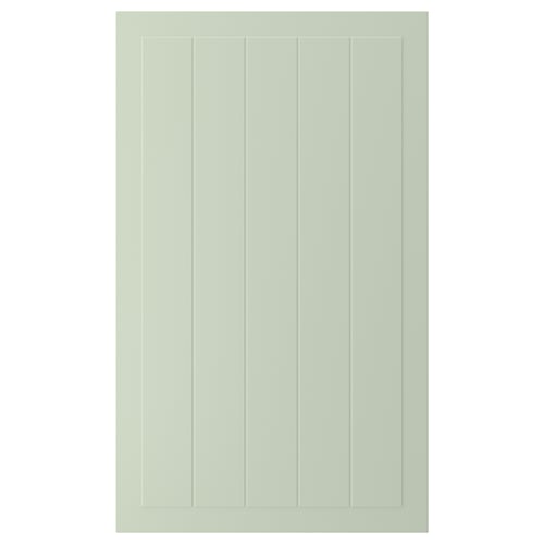 Een groene STENSUND kastdeur met verticale groeven en een gladde afwerking.