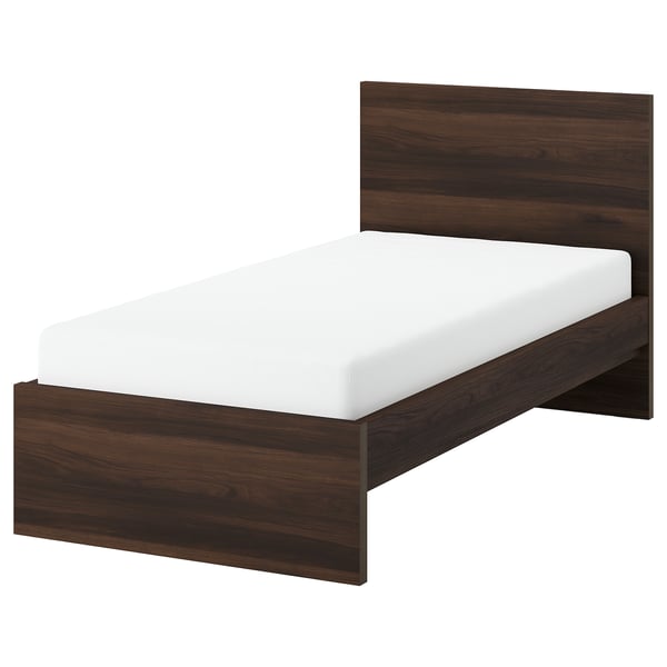STORKLINTA Bedframe, donkerbruin eikenpatroon, 90x200 cm