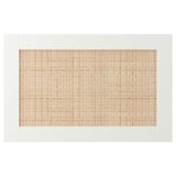Een beige, geweven houten ladefront, rechthoekige vorm.