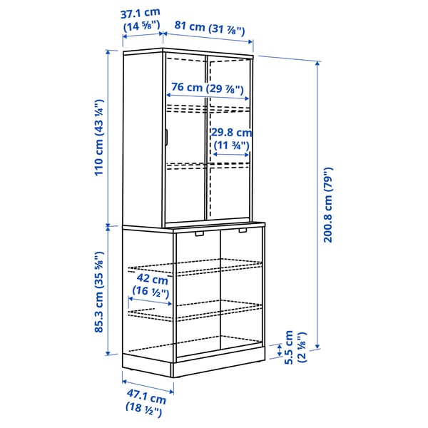 Illustratie met afmetingen voor het product: TONSTAD.