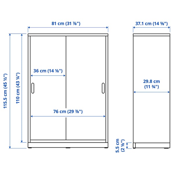 Illustratie met afmetingen voor het product: TONSTAD.