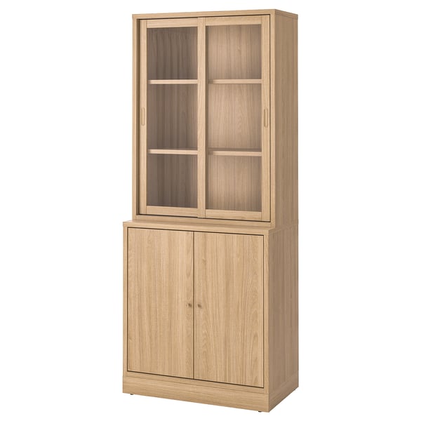 TONSTAD eiken kast: glazen deuren, soft-close
